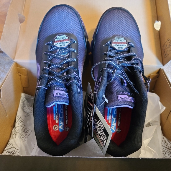 Skechers Women's Size 8.5 Arterios Alloy Toe Purple And Black Work Shoes - Picture 2 of 8